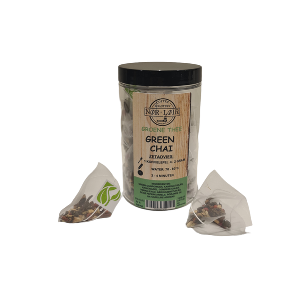 Groene thee Green Chai PIRAMIDES (PET POTJE 20 STUKS)